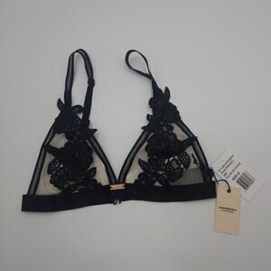 Daydream Nation True Romance Lace Bralette in Black Nude Size S